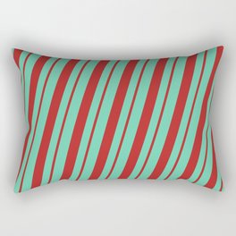 [ Thumbnail: Aquamarine & Red Colored Striped Pattern Rectangular Pillow ]
