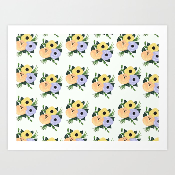 periwinkle floral  Art Print