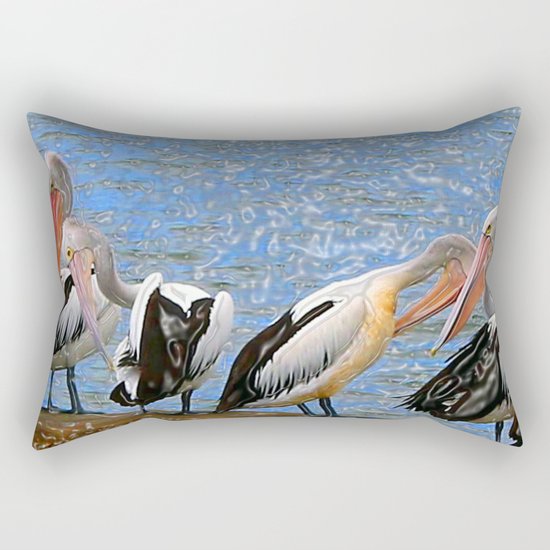 Pelicans in a Row Rectangular Pillow