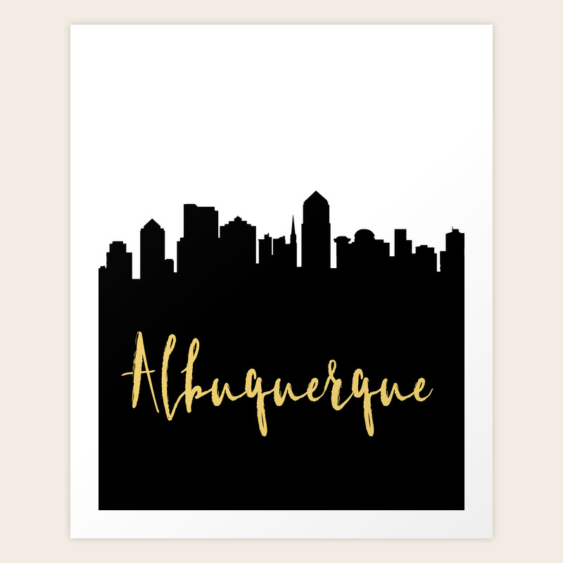 Albuquerque New Mexico Designer Silhouette Skyline Art Art Print