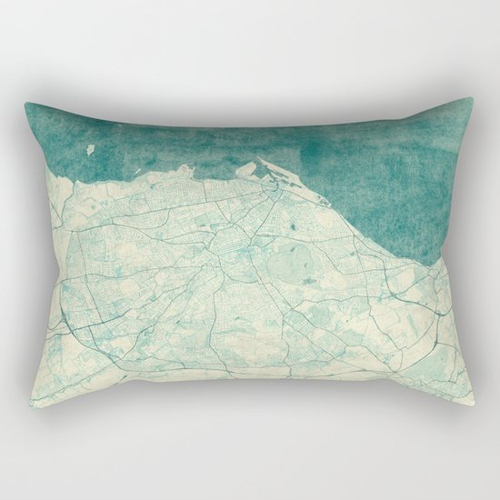Edinburgh Map Blue Vintage Rectangular Pillow