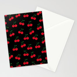 Cherries 2 (on black) Stationery Card