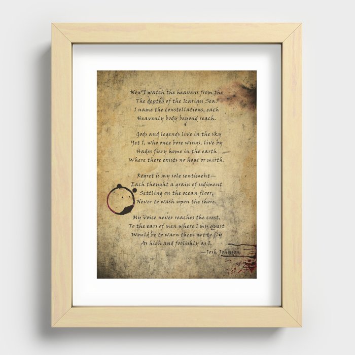 Depths Poem Recessed Framed Print