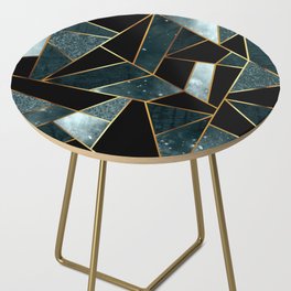 Teal and Gold Abstract Tile Pattern Side Table