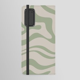 Liquid Swirl Abstract Pattern in Almond and Sage Green Android Wallet Case