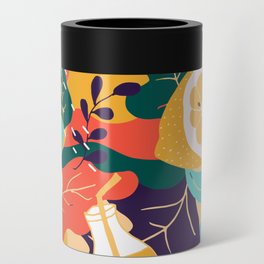 Colorful Tropical Citrus and Leaves Pattern  Can Cooler