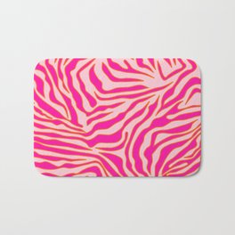 Zebra Print Pink And Orange Zebra Stripes Wild Animal Print Preppy Decor Modern Zebra Pattern Bath Mat
