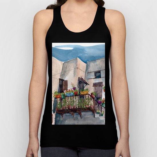 Herbs and blossom on Rhodian balcony Unisex Tank Top