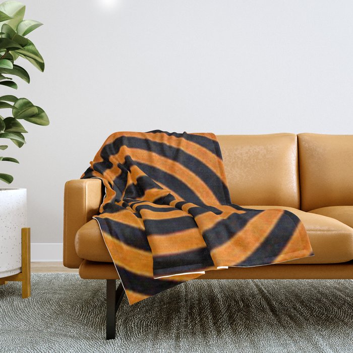 Black and Orange spiral  Throw Blanket