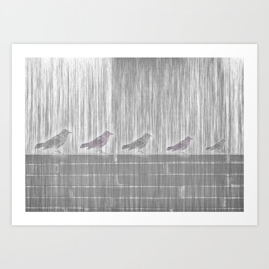 FIVE LITTLE BIRDS Art Print