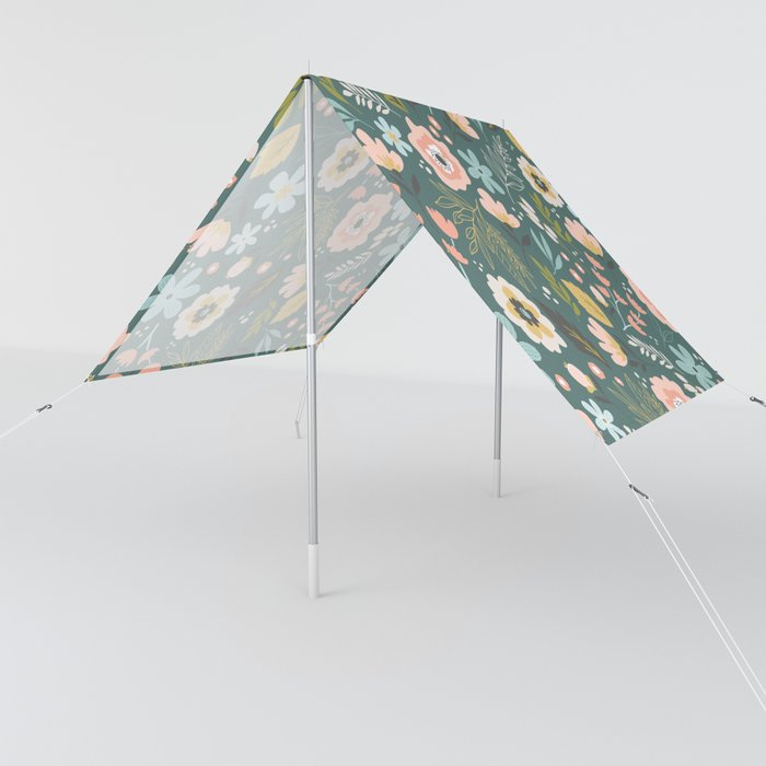 Wildflowers All Over - Teal Sun Shade