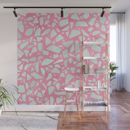 Pink terrazzo flooring seamless pattern with colorful marble rocks Wall Mural