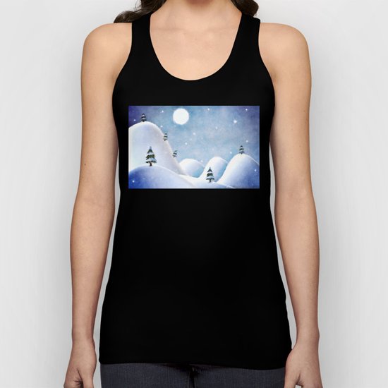 Winter Landscape Under Full Moon Unisex Tank Top