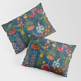 Vintage & Shabby Chic - Blue Midnight Spring Botancial Flower Garden Pillow Sham