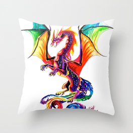 Rainbow Dragon Throw Pillow