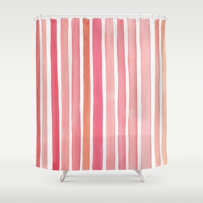 Pretty In Pink Watercolor Stripes Shower Curtain By Pipgerard Society6