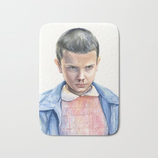 Eleven Stranger Things Watercolor Portrait Bath Mat