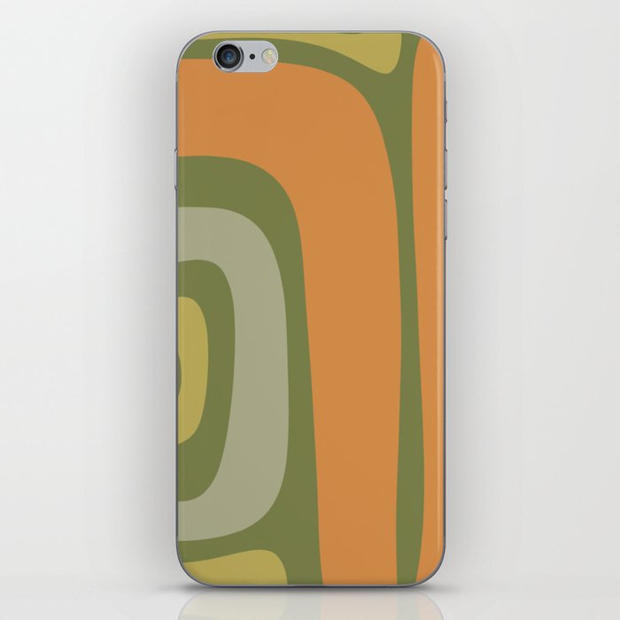 Tiki Abstract Minimalist Mid-Century Modern Pattern in Retro Olive Green and Orange Tones iPhone Skin