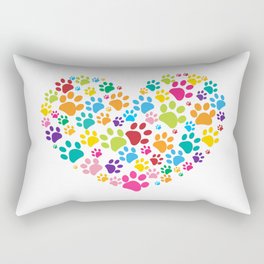 Dog paw print made of heart colorful Rectangular Pillow