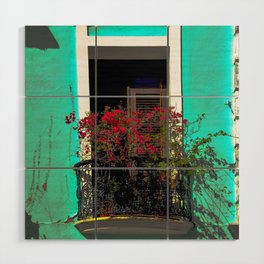 Puerto rican balcony and flowers Wood Wall Art