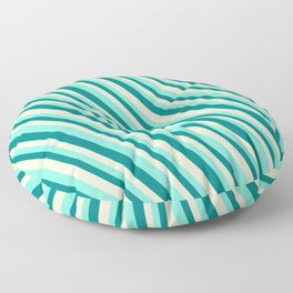 [ Thumbnail: Aquamarine, Teal & Light Yellow Colored Stripes/Lines Pattern Floor Pillow ]