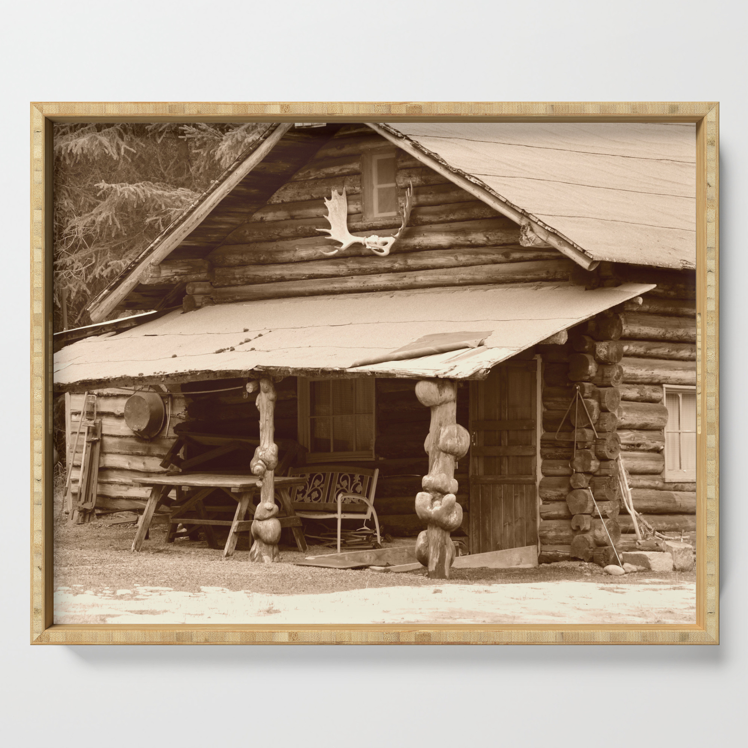 Old Log Cabin Serving Tray By Alaskanmommabear Society6