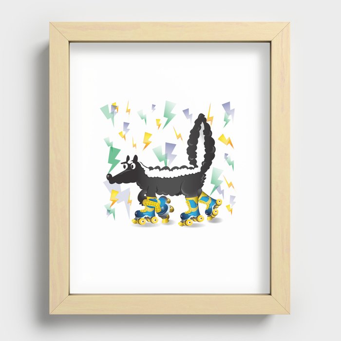 Rolling Skating Disco Skunk from the 80's Recessed Framed Print