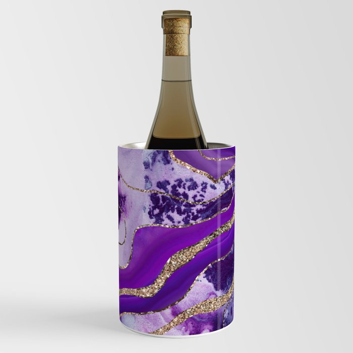 Liquid Marble Agate Glitter Glam #4 (Faux Glitter) #decor #art #society6 Wine Chiller