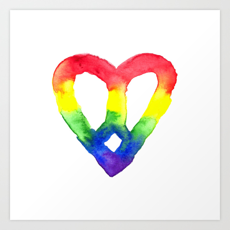 Rainbow Peace Heart White Tie Dye Art Print By Laurabethlove