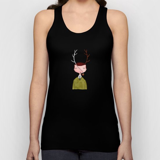 One real antler, one imagined Unisex Tank Top