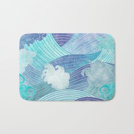 Blue ocean waves Bath Mat