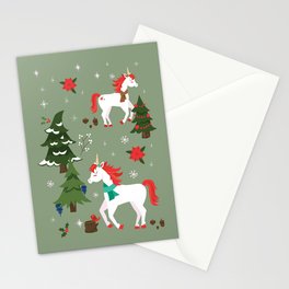 Christmas Winter Unicorn Pattern Stationery Card
