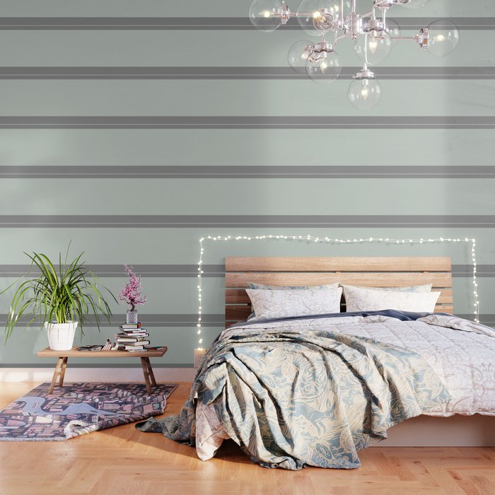 Grey Green With Grey Stripe Wallpaper