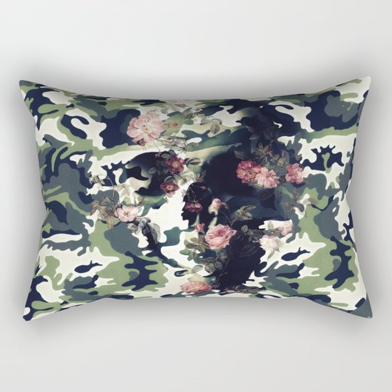 Camouflage Skull Rectangular Pillow
