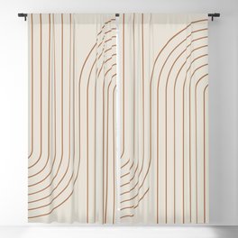Minimal Line Curvature VI Earthy Natural Mid Century Modern Arch Abstract Blackout Curtain