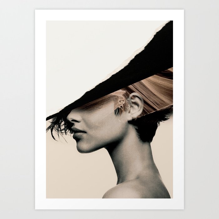 woman / collage portrait Art Print