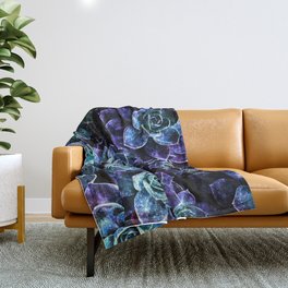 Succulents Purple Teal Mint Sparkle Throw Blanket