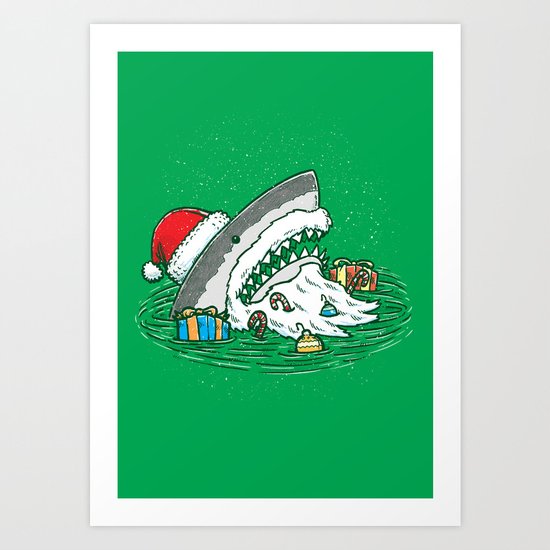 The Santa Shark Art Print