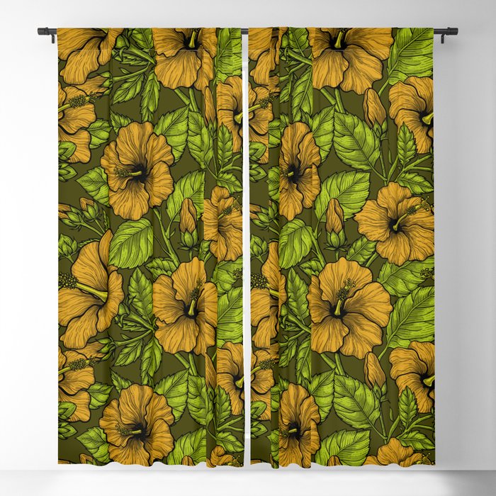 Yellow hibiscus  Blackout Curtain