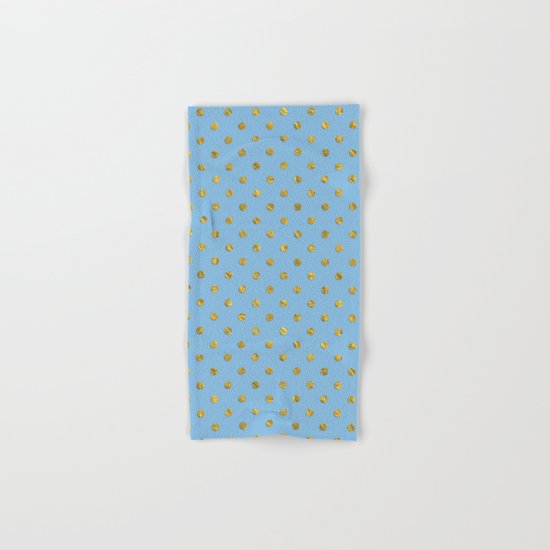 Gold polkadots on sky blue background Hand & Bath Towel