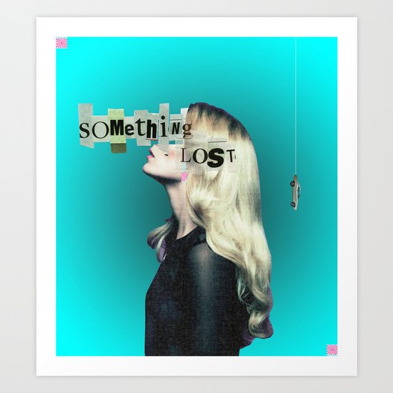 Frau auf blauem Grund 4 Art Print
