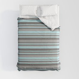 [ Thumbnail: Powder Blue, Dim Gray, and Dark Grey Colored Striped/Lined Pattern Comforter ]