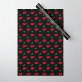 cherry vector on black Wrapping Paper