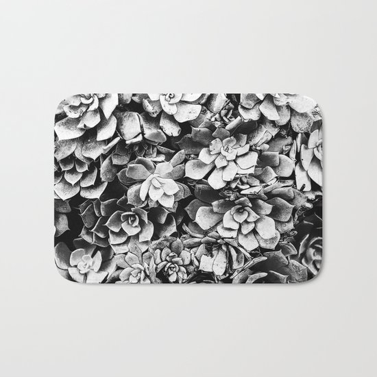 Black And White Plants Bath Mat