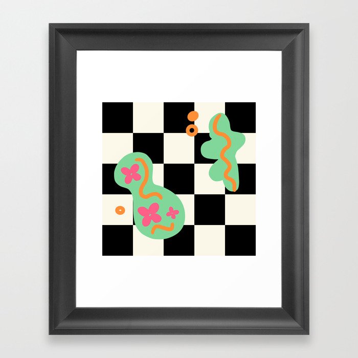 Checkered & Shapes Framed Art Print
