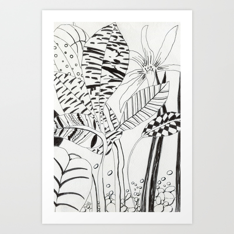 Patterned Leaves Revisited Line Drawing Plants Art Print By Elenablanco Society6,Sea Creatures Drawings Easy