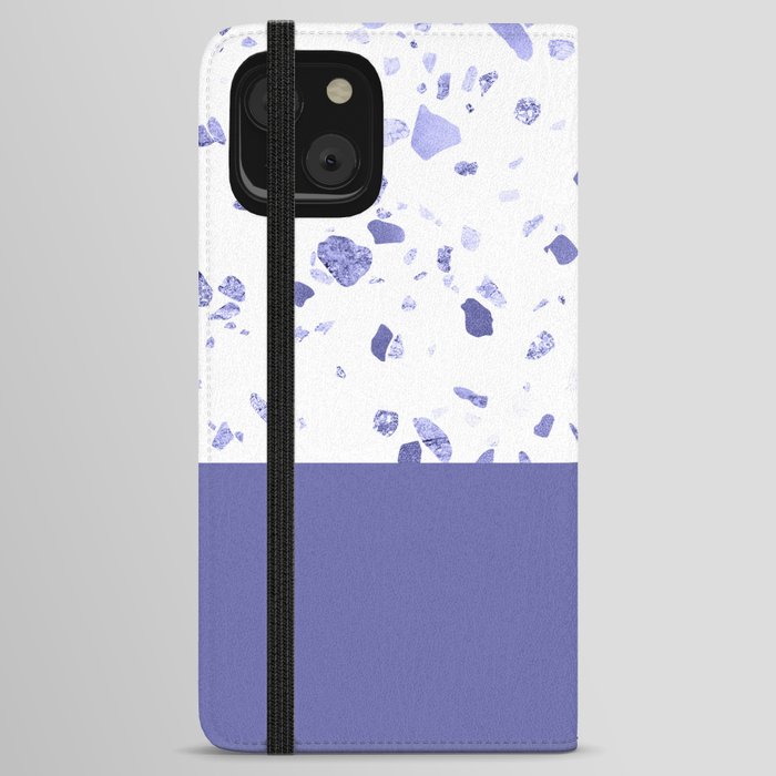 Very Peri 2022 Color Of The Year Violet Blue Periwinkle Terrazzo Marble iPhone Wallet Case