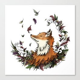 Fall Fox Flora Canvas Print