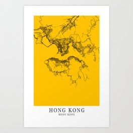 Hong Kong - Hong Kong Elegant City Map FFC300 Art Print