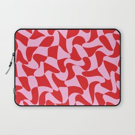 Wavy Warped Red & Pink Checkerboard Laptop Sleeve
